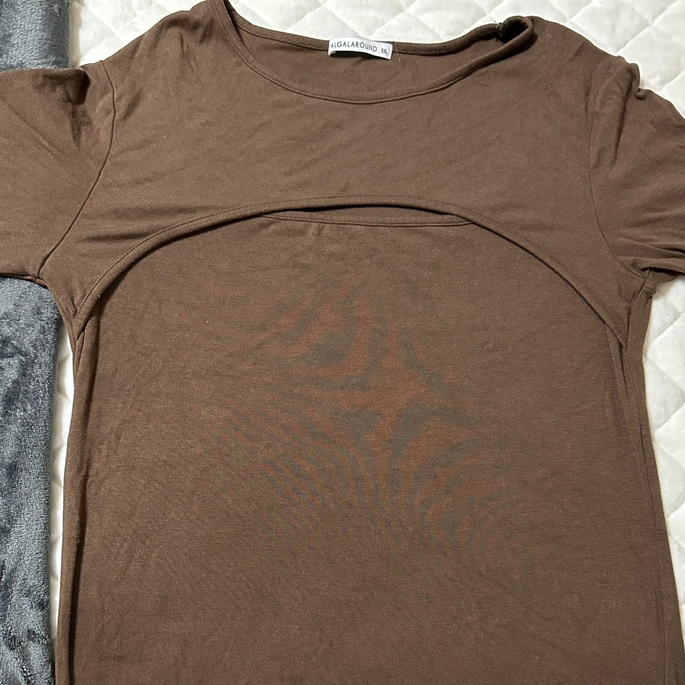 Algalaround Brown Long Sleeve Top. Size XXL.